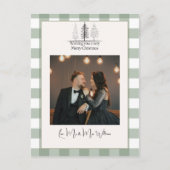 Frohe Weihnachten Grün Kariert Elegantes Foto Einf (Vorderseite)
