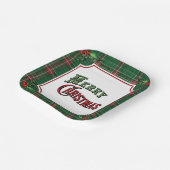 Frohe Weihnachten Grün Kariert mit Holly Pappteller (Gewinkelt)