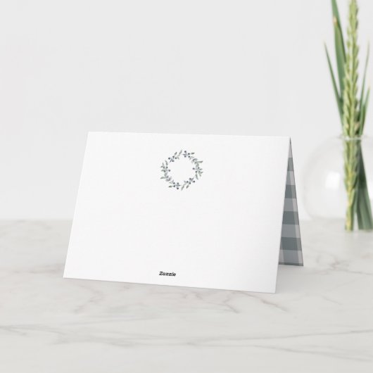 Frohe Weihnachten Grün Karierten Kranz Buffalo Kar Karte (Rückseite)