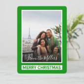 Frohe Weihnachten Grün Moderne Diagonal Lines Foto (Stehend Vorderseite)