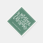 Frohe Weihnachten Grün Moderne Skriptferien Serviette (Ecke)