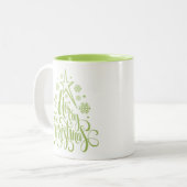 Frohe Weihnachten Grün Moderne Zweifarbige Tasse (Vorderseite Links)