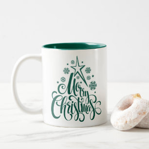 Frohe Weihnachten Grün Moderne Zweifarbige Tasse