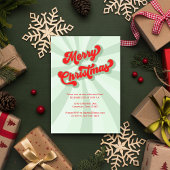 Frohe Weihnachten Grün Red Fun Retro Typografie Einladung