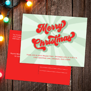 Frohe Weihnachten Grün Red Fun Retro Typografie Postkarte
