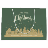 Frohe Weihnachten Grün Retro | Real Anwesen Client Große Geschenktüte (Rückseite)