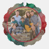 Frohe Weihnachten Grün Rot Foto Vorlage Ornament Karte (Rückseite)