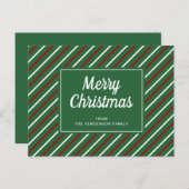 Frohe Weihnachten Grün Rote Streifen Postkarte (Vorne/Hinten)