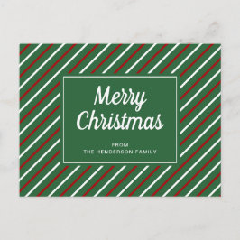 Frohe Weihnachten Grün Rote Streifen Postkarte
