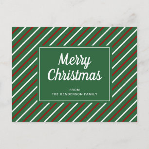 Frohe Weihnachten Grün Rote Streifen Postkarte