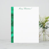 Frohe Weihnachten Grün Satin Metallic Stationary (Stehend Vorderseite)