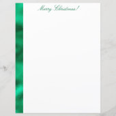 Frohe Weihnachten Grün Satin Metallic Stationary (Vorderseite)