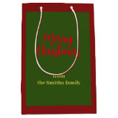 Frohe Weihnachten Grün und Rot Minimal Mittlere Geschenktüte (Vorderseite)