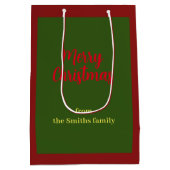 Frohe Weihnachten Grün und Rot Minimal Mittlere Geschenktüte (Rückseite)