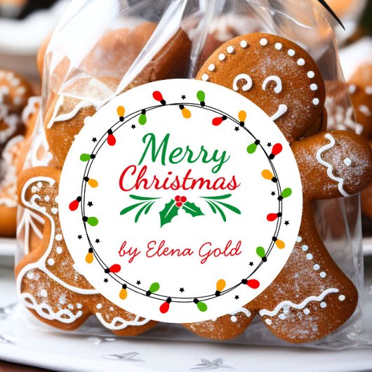 Frohe Weihnachten Grün und Rot Runder Aufkleber