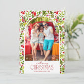 Frohe Weihnachten Grün und Stechpalme Foto (Stehend Vorderseite)