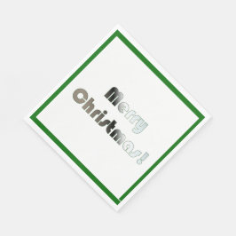 Frohe Weihnachten Grün und Weiße Napkins Serviette