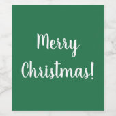 Frohe Weihnachten Grün & Weiß Typografie Weinetikett (Einzelnes Label)