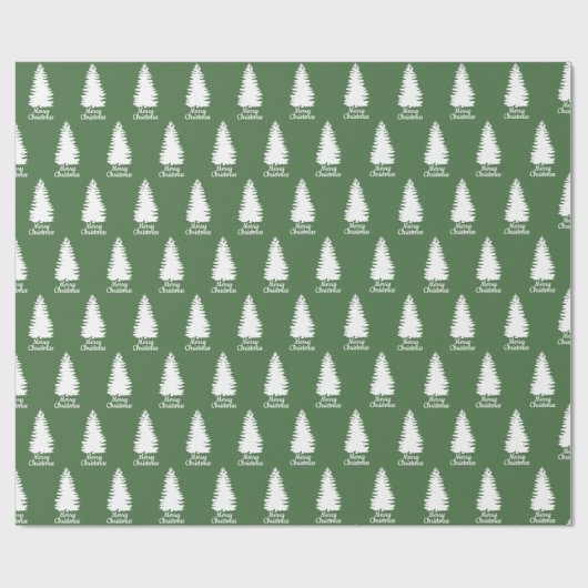 Frohe Weihnachten Grün & Weiß Weihnachtsbaum Geschenkpapier (Flach)