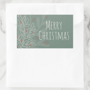 Frohe Weihnachten grüne abstrakte Mistel Rechteckiger Aufkleber