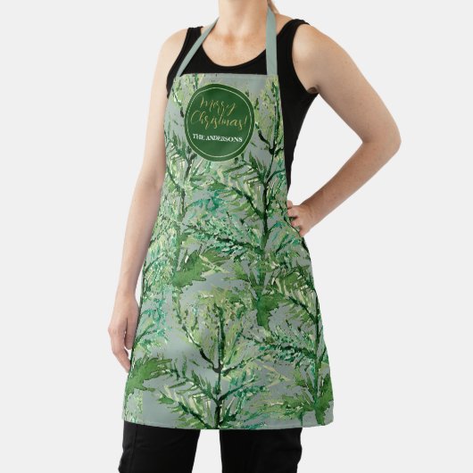 Frohe Weihnachten Grüne Bäume personalisiert Schürze (InSitu)