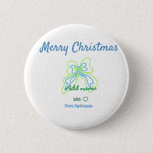 Frohe Weihnachten grüne blaue Bogen fügen Familien Button
