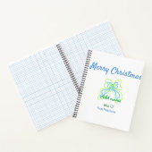 Frohe Weihnachten grüne blaue Bogen fügen Familien Notizblock (Innenseite)