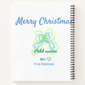 Frohe Weihnachten grüne blaue Bogen fügen Familien Notizblock (Rückseite)