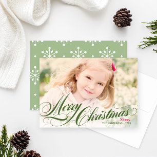 Frohe Weihnachten Grüne Blüten Schrift Foto