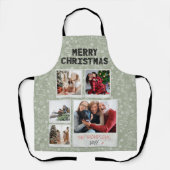 Frohe Weihnachten Grüne Doodles 5 Foto Familienges Schürze (Vorderseite)