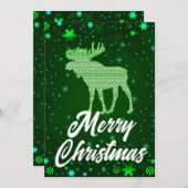 Frohe Weihnachten Grüne Elche Schneeflocken (Vorne/Hinten)