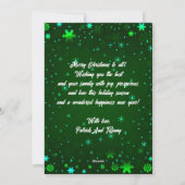 Frohe Weihnachten Grüne Elche Schneeflocken (Rückseite)