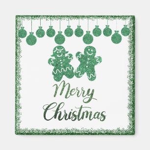 Frohe Weihnachten - grüne Glitzer Magnet