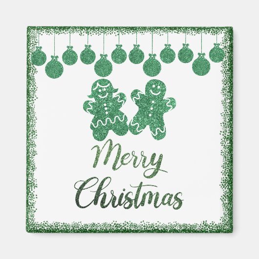 Frohe Weihnachten - grüne Glitzer Magnet (Vorne)