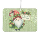 Frohe Weihnachten Grüne Gnome Glittery Autolufterfrischer (Rückseite)