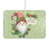 Frohe Weihnachten Grüne Gnome Glittery Autolufterfrischer (Vorderseite)