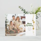 Frohe Weihnachten Grüne Gold Stars Modernes Foto (Stehend Vorderseite)