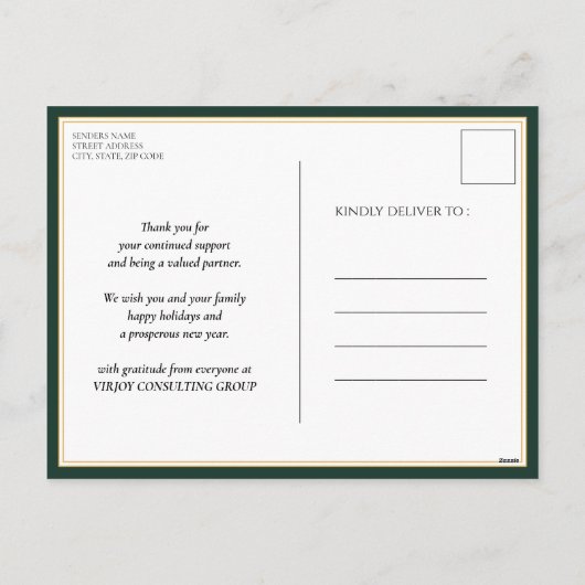 Frohe Weihnachten Grüne Kalligrafie Unternehmen Mo (Rückseite)