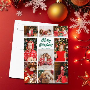 Frohe Weihnachten Grüne Schrift Foto Collage im fe