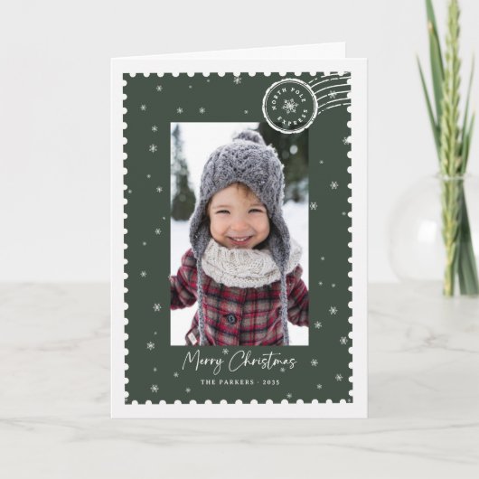 Frohe Weihnachten Grüne Script-Typografie-Stempel (Vorderseite)