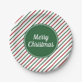 Frohe Weihnachten Grüne Streifen Pappteller