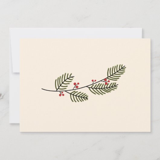 Frohe Weihnachten| Grüne und rote Berries 3 Foto Karte (Rückseite)