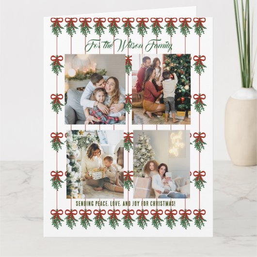 Frohe Weihnachten Grüne Weihnachtskarte 4 Foto Col Karte (Vorderseite)