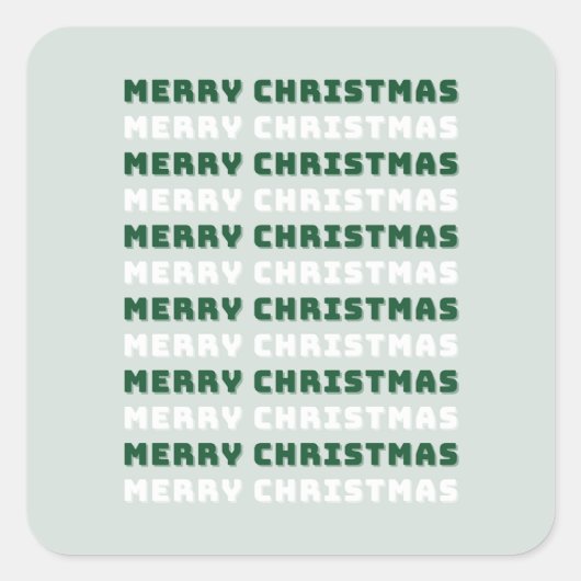 Frohe Weihnachten, grüne Weihnachtskunst, Urlaub Quadratischer Aufkleber (Vorderseite)
