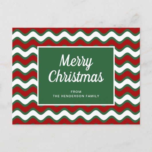 Frohe Weihnachten Grüne Wellen Streifen    Postkarte (Vorderseite)