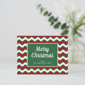 Frohe Weihnachten Grüne Wellen Streifen    Postkarte (Stehend Vorderseite)