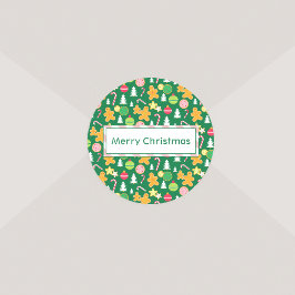 Frohe Weihnachten Grünen Urlaub Thema Design Runder Aufkleber