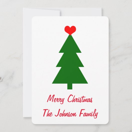 Frohe Weihnachten Grünen Weihnachtsbaum Rotes Herz (Vorderseite)