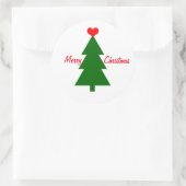 Frohe Weihnachten Grünen Weihnachtsbaum Rotes Herz Runder Aufkleber (Tasche)