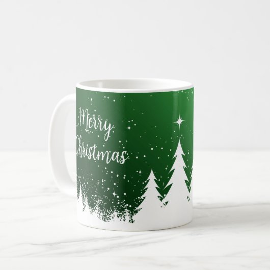 Frohe Weihnachten Grüner Becher Kaffeetasse (Vorderseite Links)
